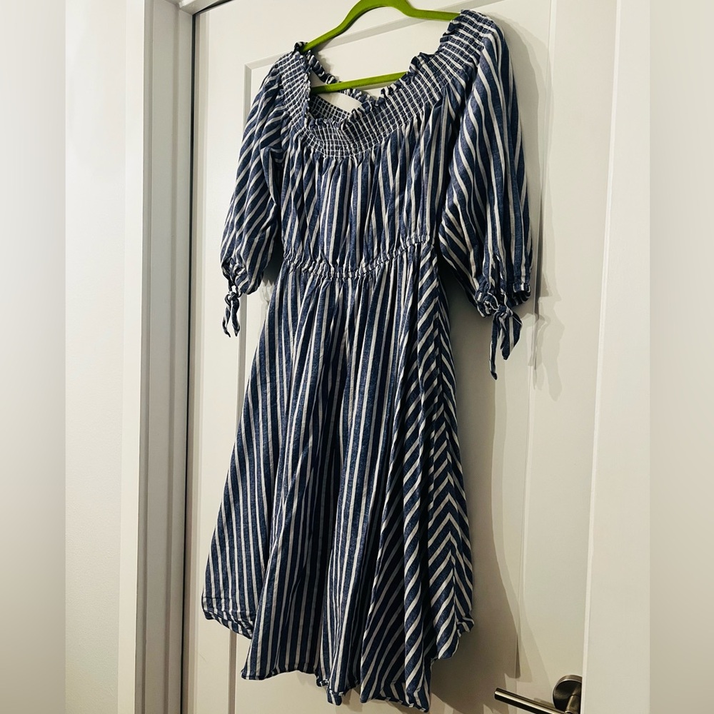 Blue and white stripped dress